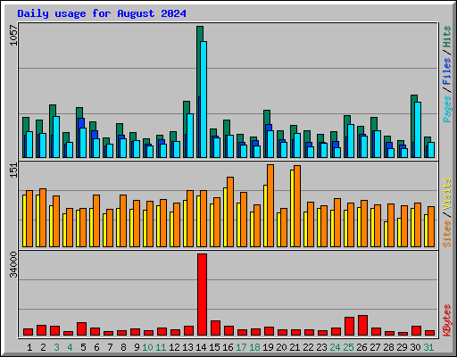 Daily usage for August 2024